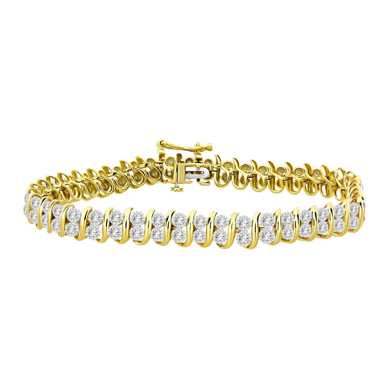 LADIES BRACELET 1 CT ROUND DIAMOND SILVER