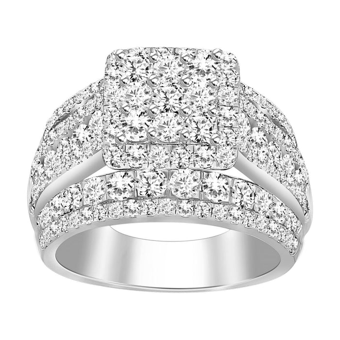 LADIES RING 3 CT ROUND DIAMOND 10K WHITE GOLD