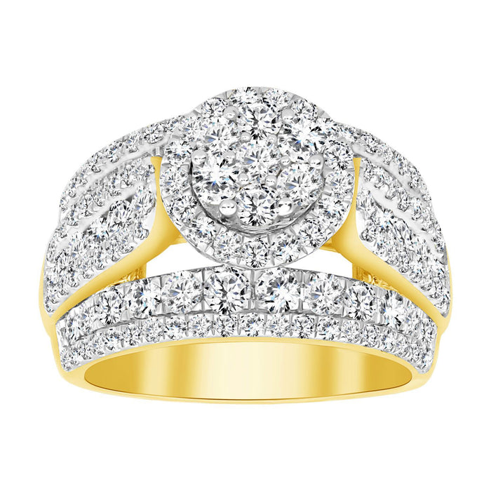 LADIES RING 3 CT ROUND DIAMOND 10K YELLOW GOLD