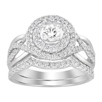 Thumbnail for LADIES BRIDAL RING SET 1 CT ROUND/PRINCESS DIAMOND 14K WHITE GOLD