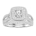 LADIES BRIDAL RING SET 1 CT ROUND/PRINCESS DIAMOND 14K WHITE GOLD