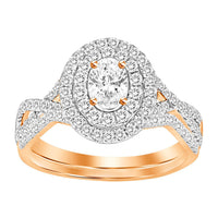 Thumbnail for LADIES BRIDAL RING SET 1 CT ROUND DIAMOND 14K ROSE GOLD