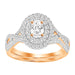 LADIES BRIDAL RING SET 1 CT ROUND DIAMOND 14K ROSE GOLD