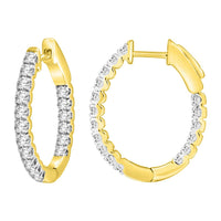 Thumbnail for LADIES HOOPS 1 CT ROUND DIAMOND 10K YELLOW GOLD