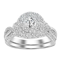 Thumbnail for LADIES BRIDAL RING SET 3/4 CT ROUND/PRINCESS DIAMOND 14K WHITE GOLD