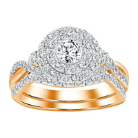 Thumbnail for LADIES BRIDAL RING SET 3/4 CT ROUND DIAMOND 14K ROSE GOLD