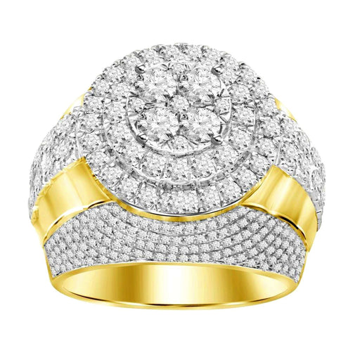 MEN'S RING 3 CT ROUND DIAMOND 10K YELLOW GOLD