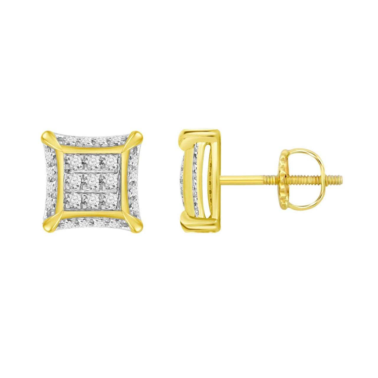 MEN'S EARRINGS 1/6 CT ROUND DIAMOND 10K YELLOW GOLD