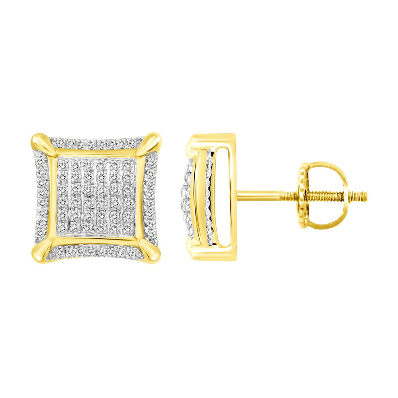 MEN'S EARRINGS 1/3 CT ROUND DIAMOND 10K YELLOW GOLD