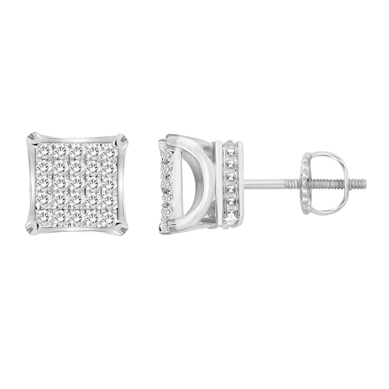 MEN'S EARRING 1/6 CT ROUND DIAMOND 10K WHITE GOLD