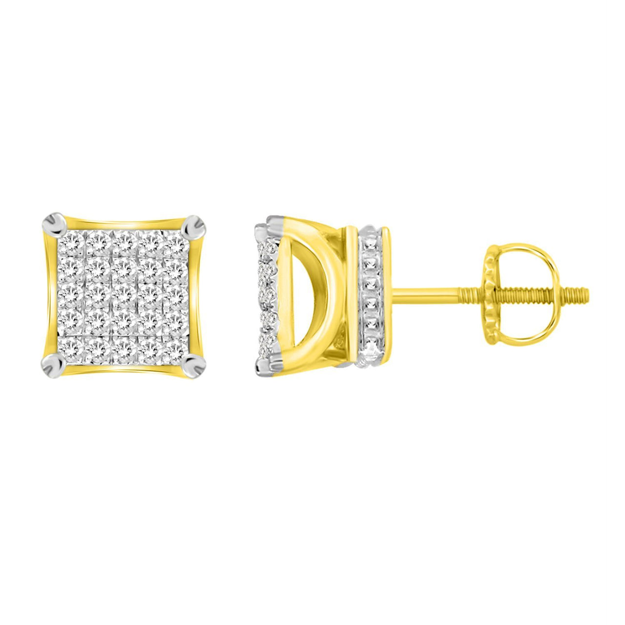 MEN'S EARRING 1/6 CT ROUND DIAMOND 10K YELLOW GOLD