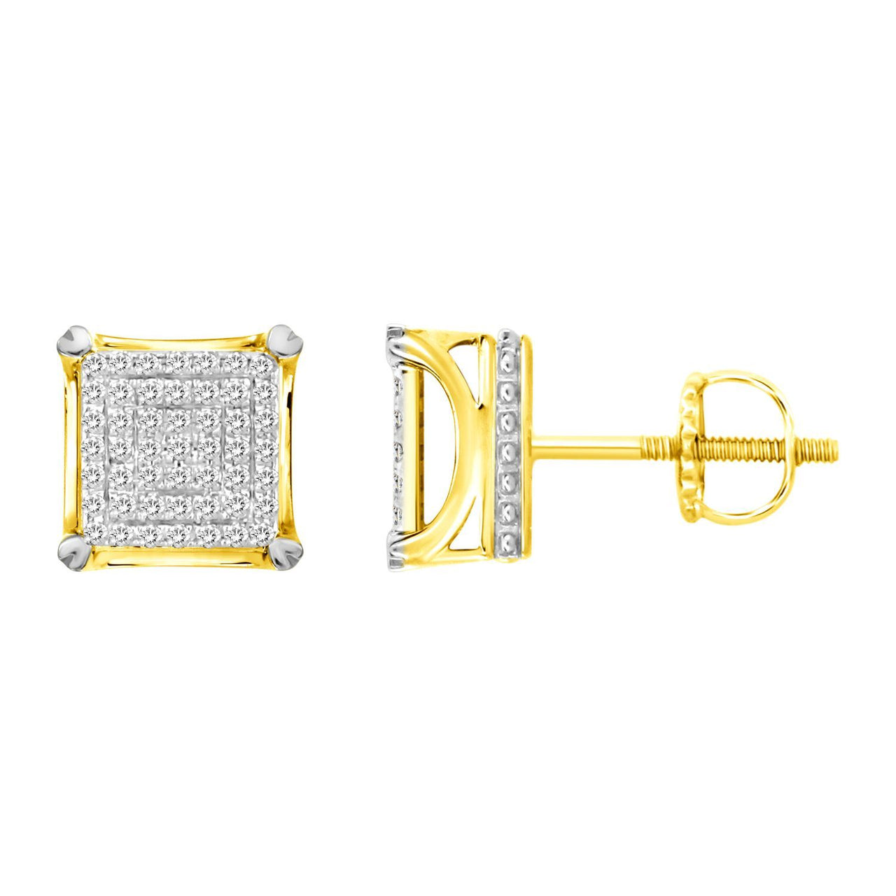 MEN'S EARRINGS 1/4 CT ROUND DIAMOND 10K YELLOW GOLD