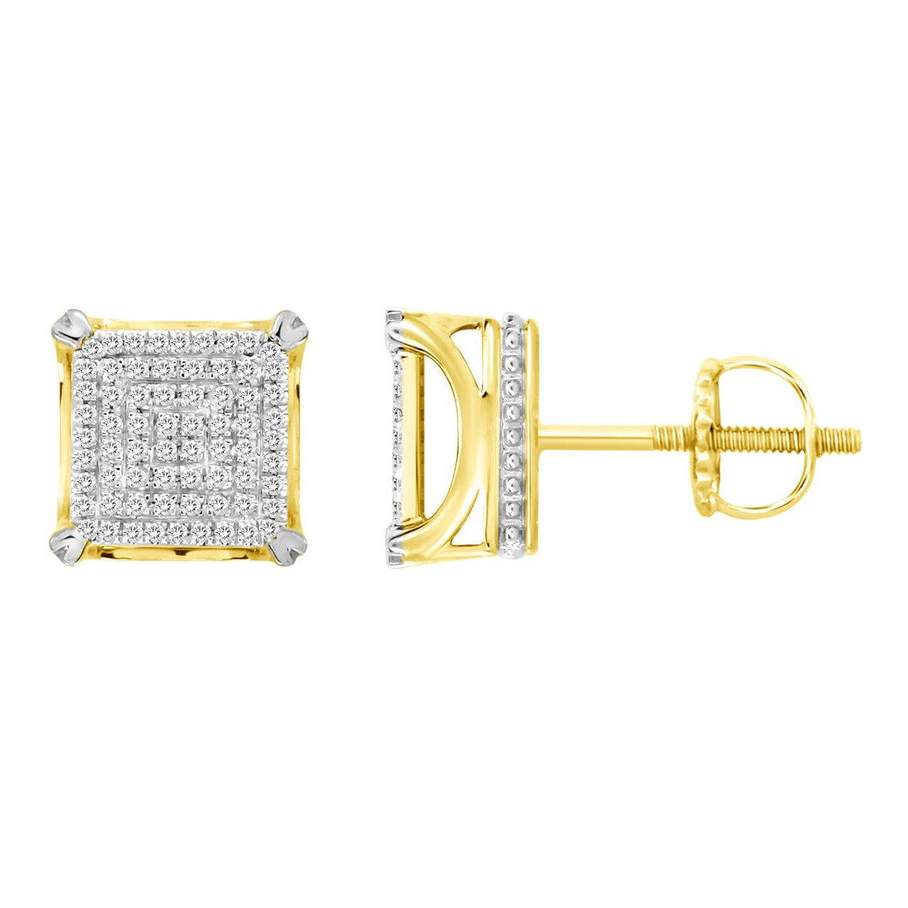 MEN'S EARRINGS 1/3 CT ROUND DIAMOND 10K YELLOW GOLD