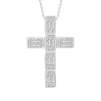 Thumbnail for LADIES PENDANT 1/2 CT ROUND/BAGUETTE DIAMOND 10K WHITE GOLD