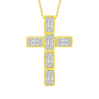 Thumbnail for LADIES PENDANT 1/2 CT ROUND/BAGUETTE DIAMOND 10K YELLOW GOLD