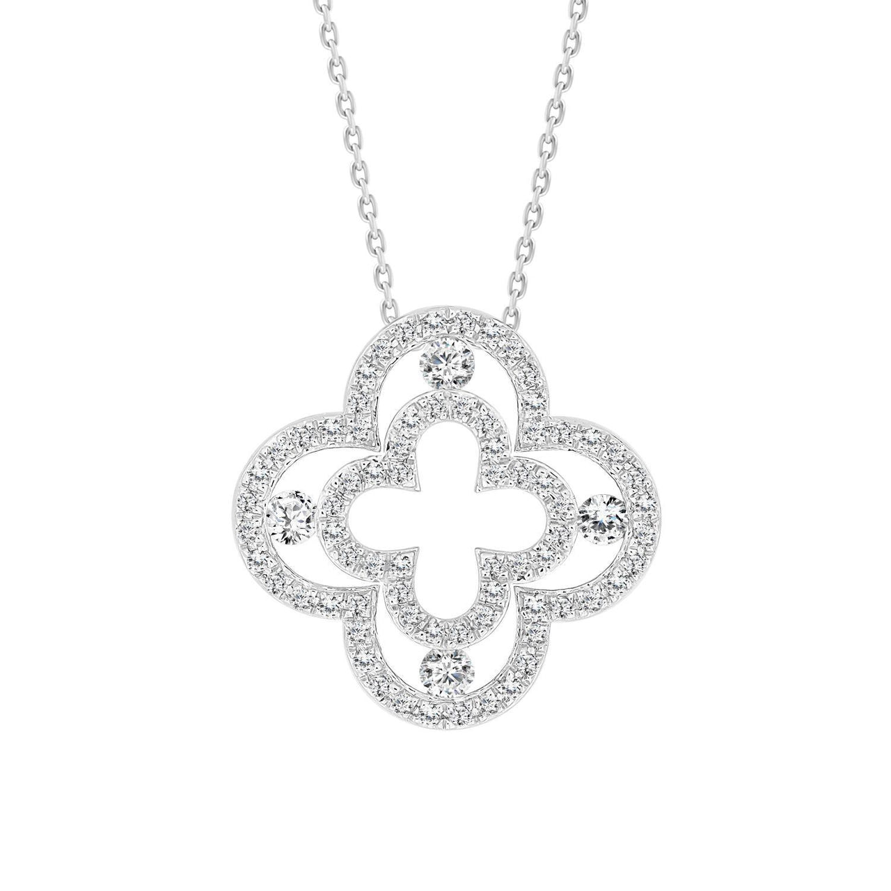 LADIES PENDANT 1/3 CT ROUND DIAMOND 10K WHITE GOLD