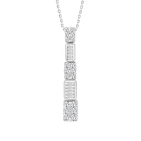 Thumbnail for LADIES PENDANT 1/2 CT ROUND/BAGUETTE DIAMOND 10K WHITE GOLD