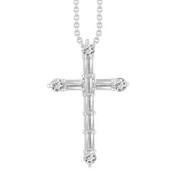 Thumbnail for LADIES PENDANT 1/2 CT ROUND/BAGUETTE DIAMOND 10K WHITE GOLD