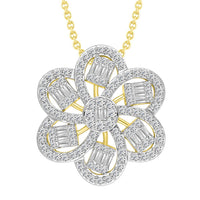 Thumbnail for LADIES NECKLACE 1 CT ROUND/BAGUETTE DIAMOND 14K YELLOW GOLD