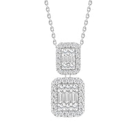 Thumbnail for LADIES PENDANT 1/2 CT ROUND/BAGUETTE DIAMOND 14K WHITE GOLD