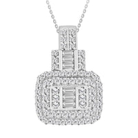 Thumbnail for LADIES PENDANT 3/4 CT ROUND/BAGUETTE DIAMOND 14K WHITE GOLD