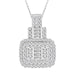 LADIES PENDANT 3/4 CT ROUND/BAGUETTE DIAMOND 14K WHITE GOLD