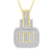 LADIES PENDANT 3/4 CT ROUND/BAGUETTE DIAMOND 14K YELLOW GOLD