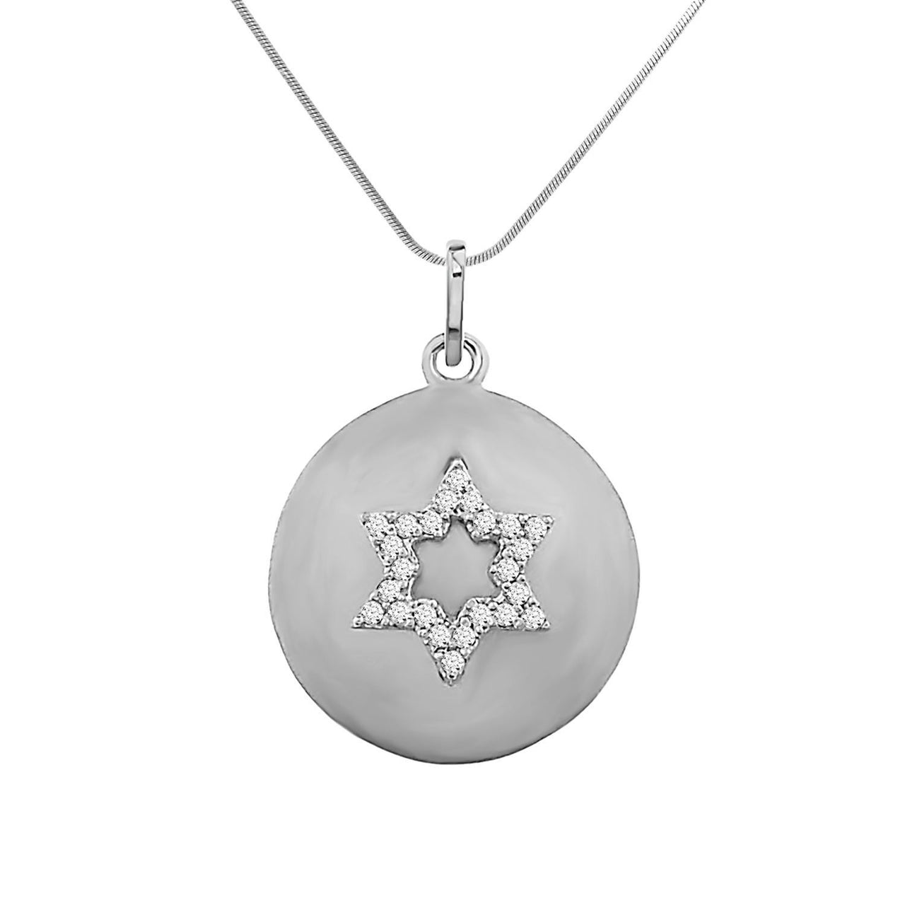 LADIES PENDANT 1/10 CT ROUND DIAMOND SILVER