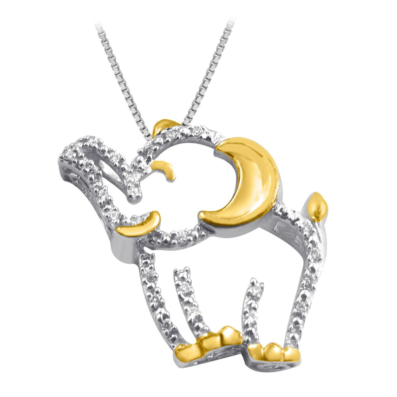 LADIES PENDANT 1/20 CT ROUND DIAMOND TT SILVER