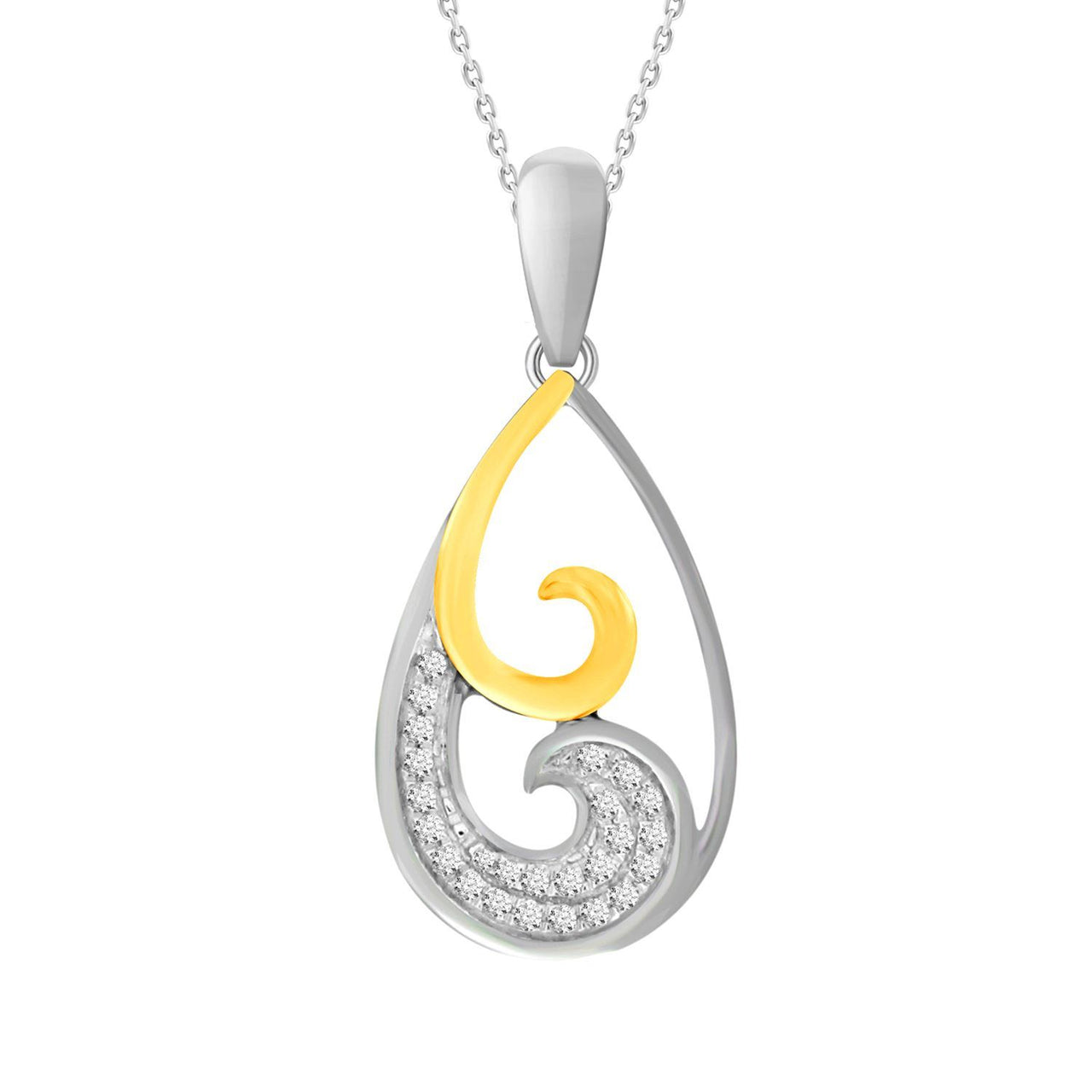 LADIES PENDANT 1/10 CT ROUND DIAMOND 10K TT YELLOW & WHITE GOLD