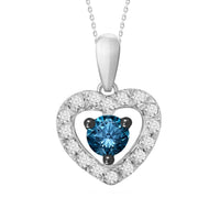 Thumbnail for LADIES PENDANT 1/10 CT ROUND/BLUE DIAMOND 10K WHITE GOLD