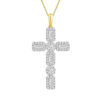 Thumbnail for LADIES PENDANT 1/2 CT ROUND/BAGUETTE DIAMOND 10K YELLOW GOLD