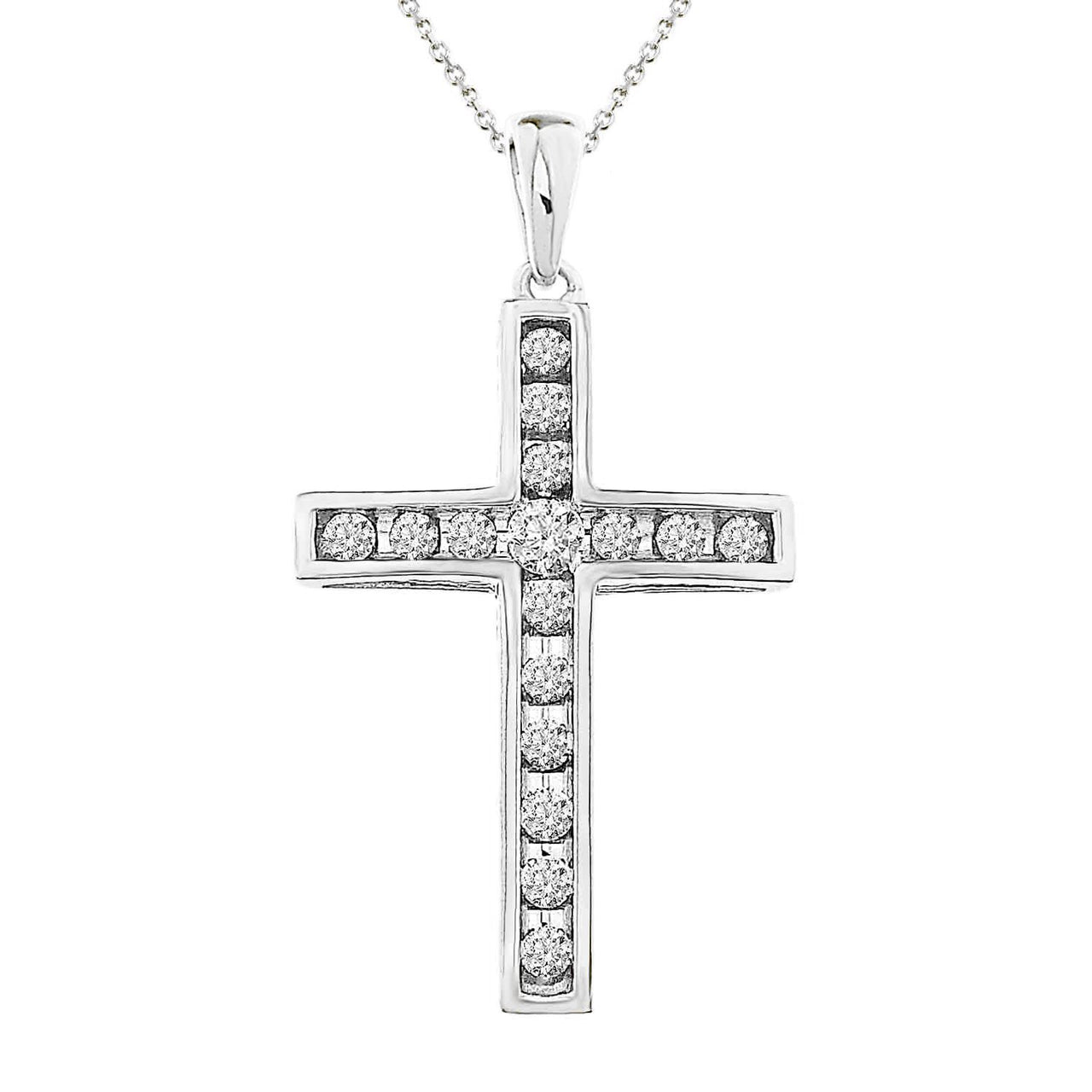 LADIES PENDANT 1/2 CT ROUND DIAMOND 10K WHITE GOLD
