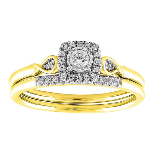 LADIES BRIDAL RING SET 1/5 CT ROUND DIAMOND 10K YELLOW GOLD