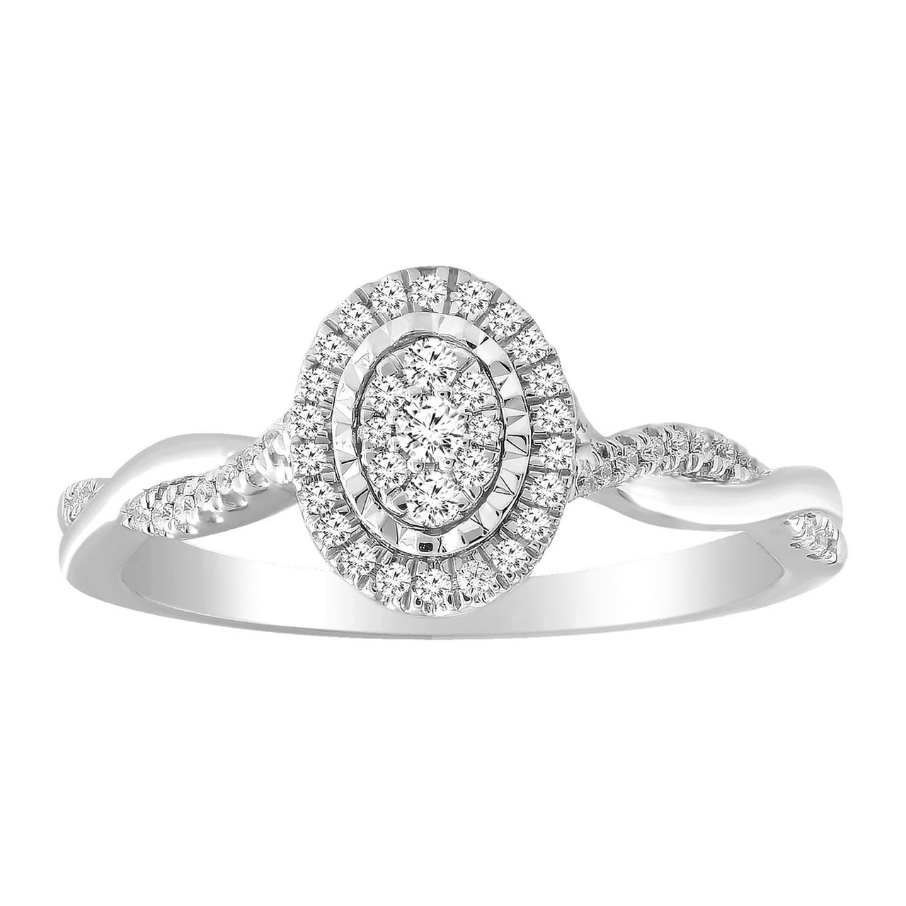 LADIES RING 1/5 CT ROUND DIAMOND 10K WHITE GOLD