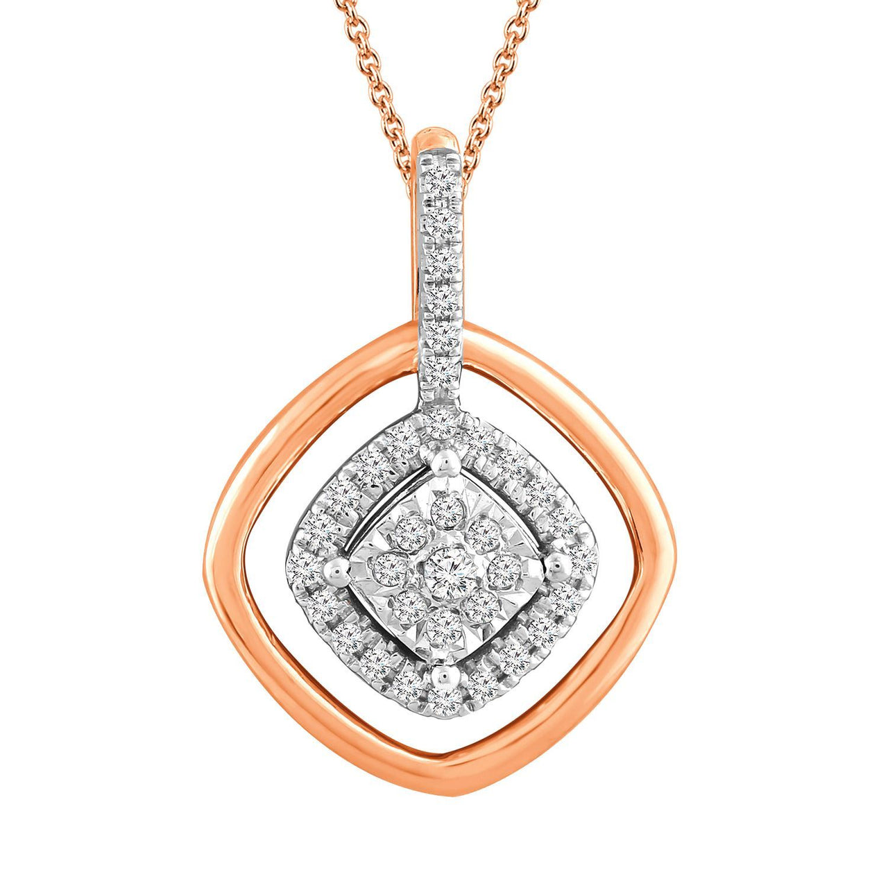 LADIES PENDANT 1/6 CT ROUND DIAMOND 10K ROSE GOLD