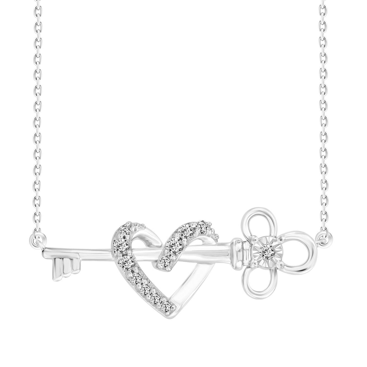LADIES PENDANT 1/6 CT ROUND DIAMOND 10K WHITE GOLD