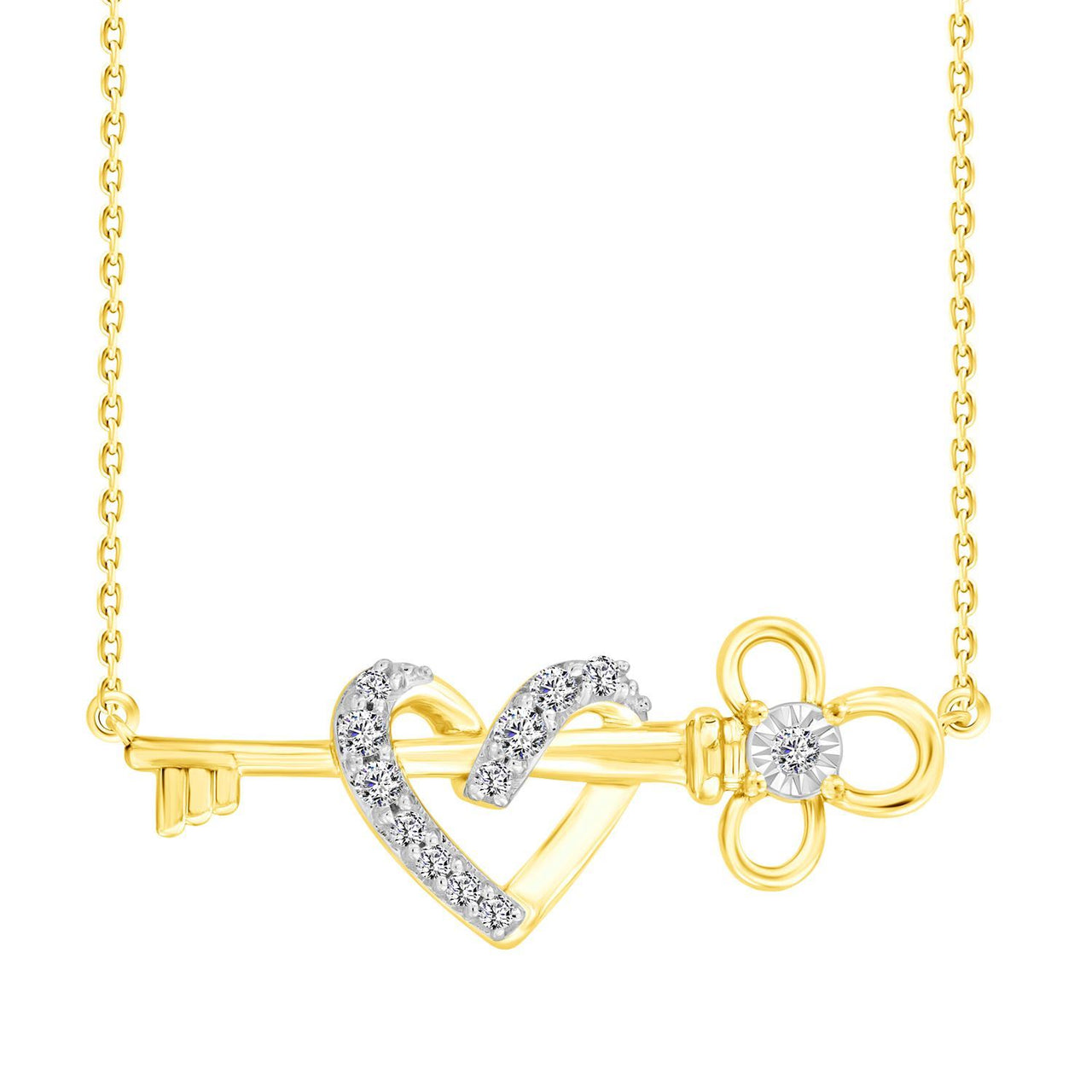 LADIES PENDANT 1/6 CT ROUND DIAMOND 10K YELLOW GOLD