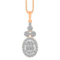 Thumbnail for LADIES PENDANT 1/3 CT ROUND/BAGUETTE DIAMOND 10K ROSE GOLD