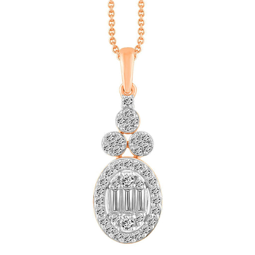 LADIES PENDANT 1/3 CT ROUND/BAGUETTE DIAMOND 10K ROSE GOLD