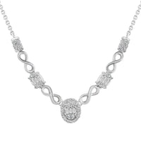 Thumbnail for LADIES NECKLACE 1/3 CT ROUND/BAGUETTE DIAMOND 10K WHITE GOLD