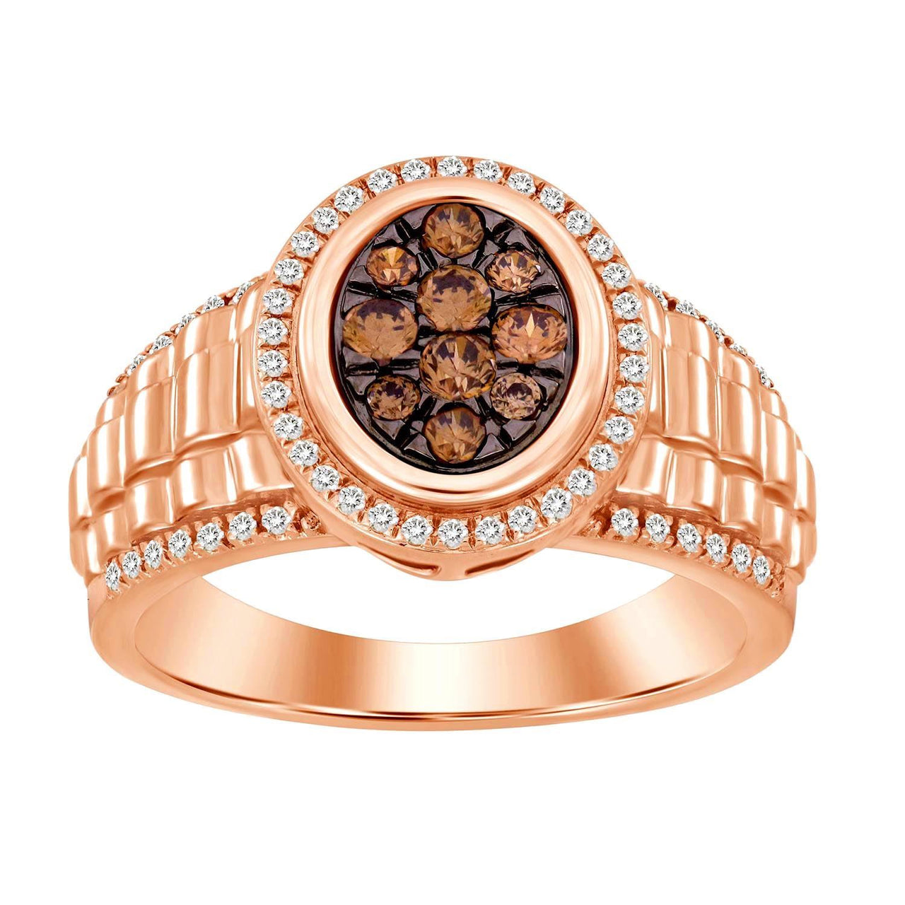 MEN'S RING 1/2 CT ROUND DIAMOND 10K ROSE GOLD