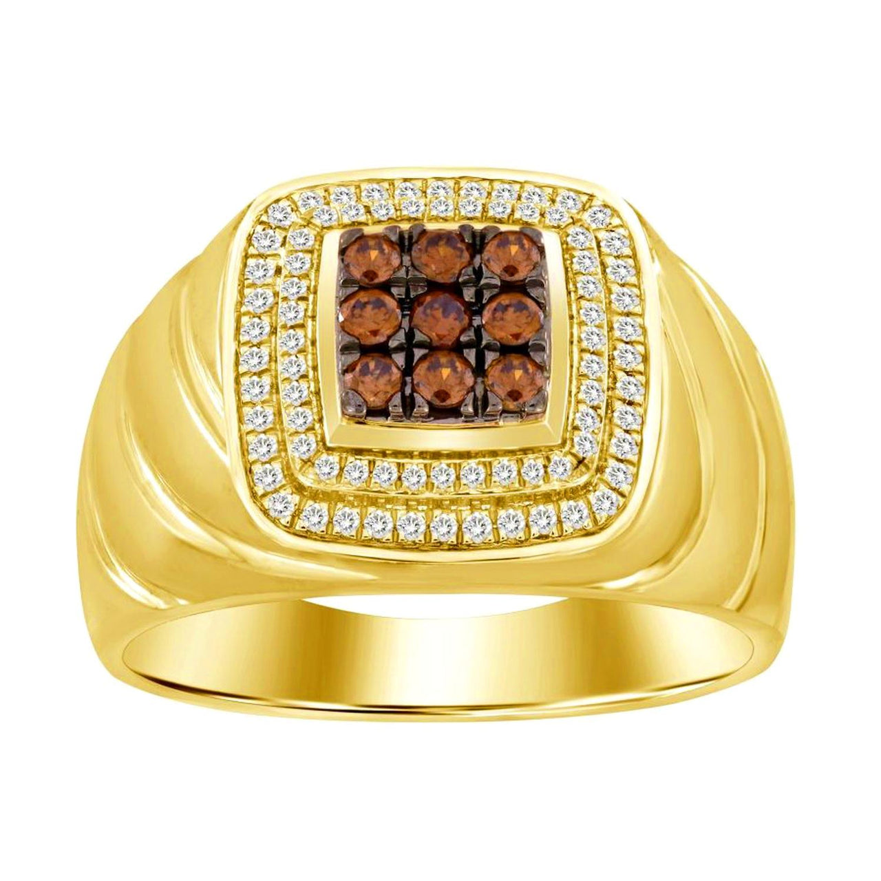 MEN'S RING 1/2 CT ROUND DIAMOND 10K YELLOW GOLD