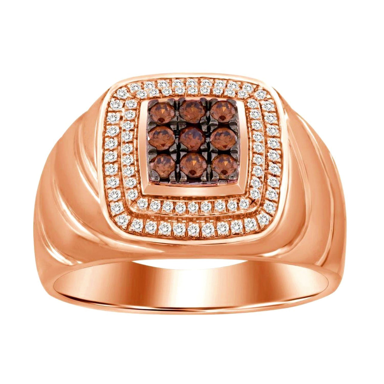 MEN'S RING 1/2 CT ROUND DIAMOND 10K ROSE GOLD