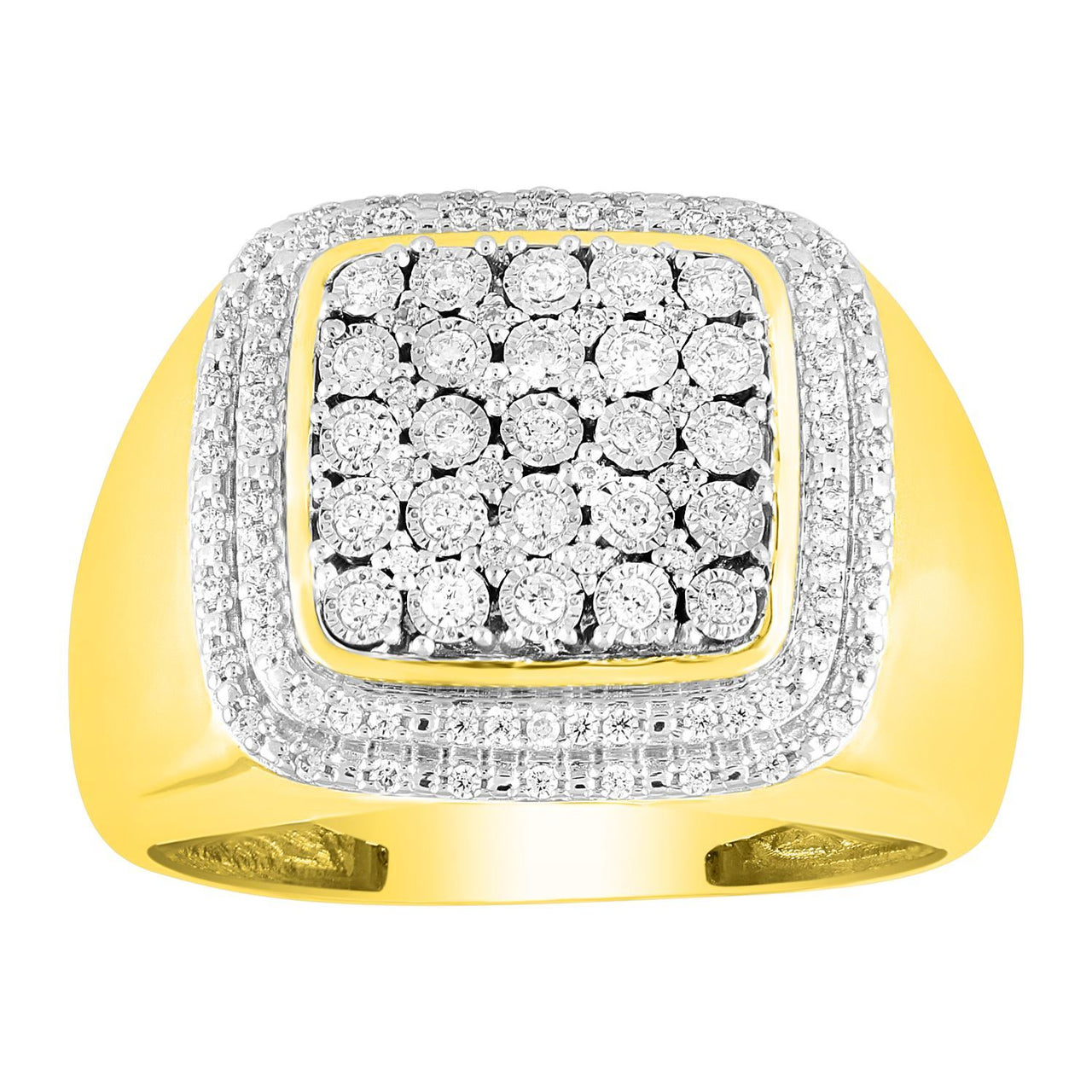 MEN'S RING 1/2 CT ROUND DIAMOND 10K YELLOW GOLD