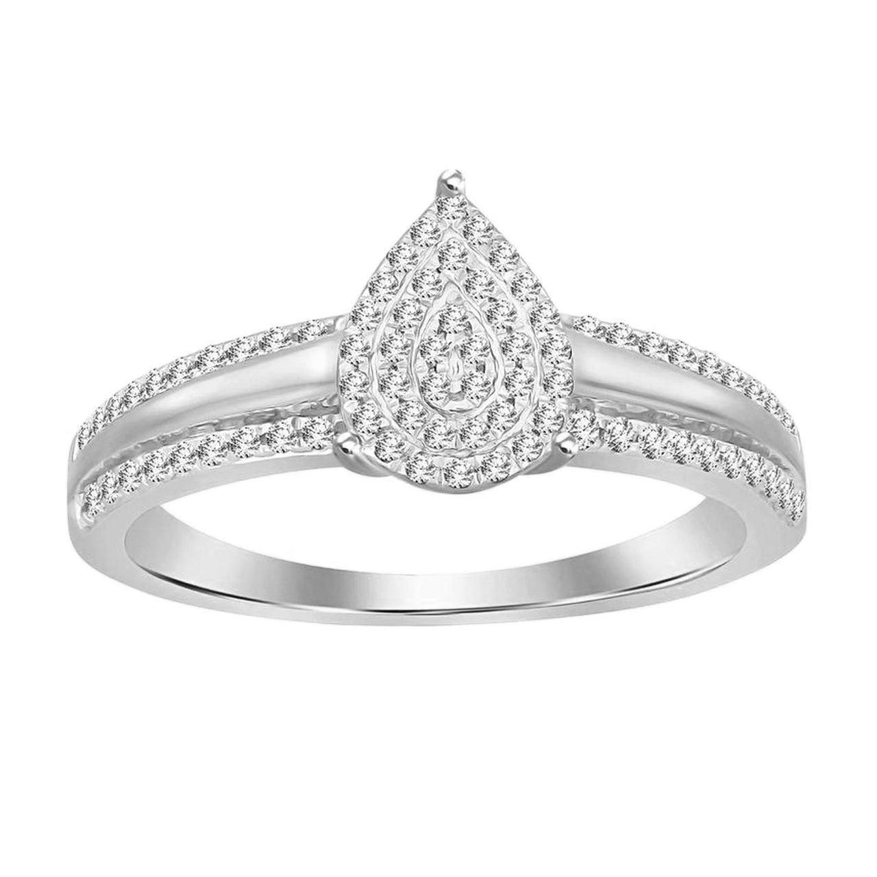 LADIES RING 1/3 CT ROUND DIAMOND 10K WHITE GOLD