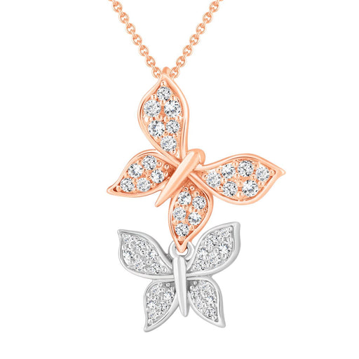 LADIES PENDANT 1/5 CT ROUND DIAMOND 10K WHITE/ROSE GOLD