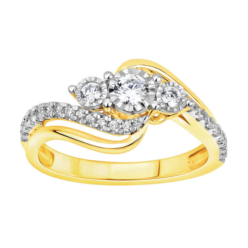 LADIES RING 1/2 CT ROUND DIAMOND 10K YELLOW GOLD