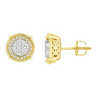 Thumbnail for MEN'S EARRINGS 1/2 CT ROUND DIAMOND 10K YELLOW GOLD