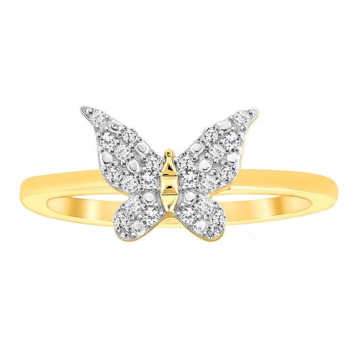 LADIES RING 1/10 CT ROUND DIAMOND 10K YELLOW GOLD